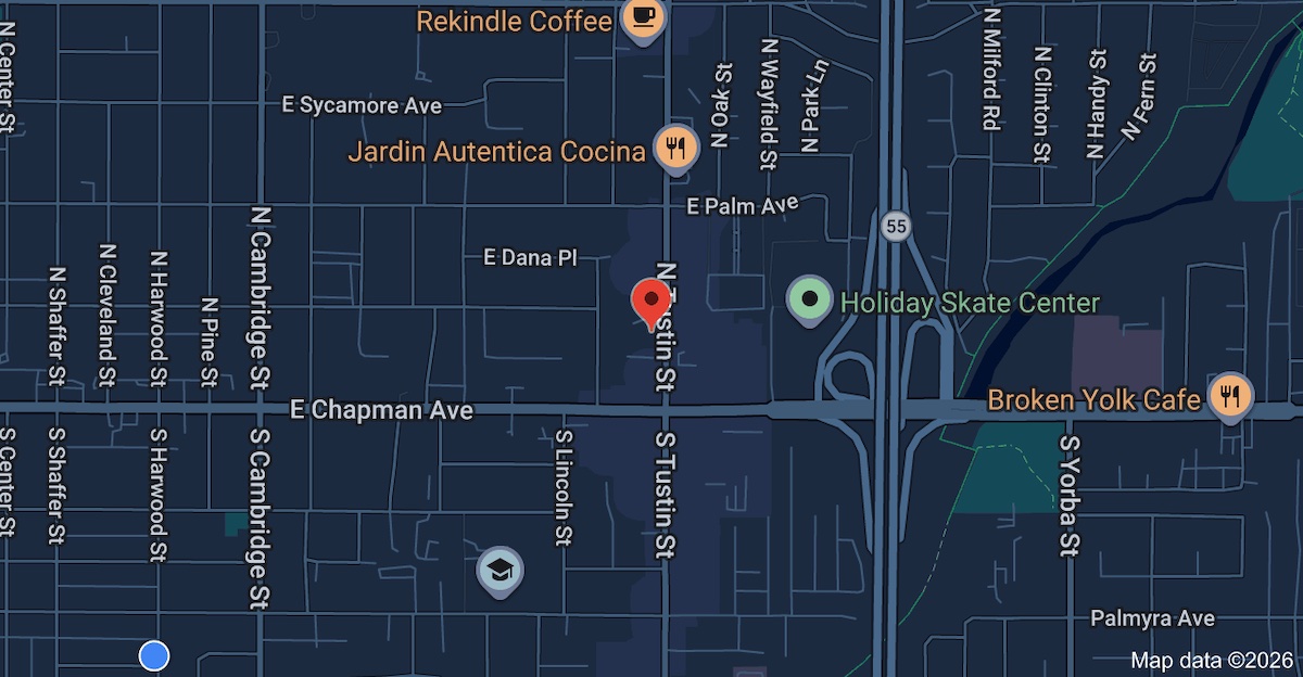 Property location map - 172 N Tustin St, Orange, CA
